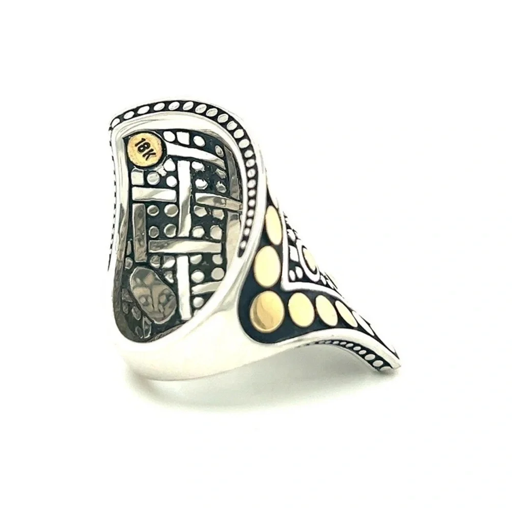 John Hardy 18K solid gold and sterling silver Jaisalmer Dot Contour wrap ring - Picture 4 of 5